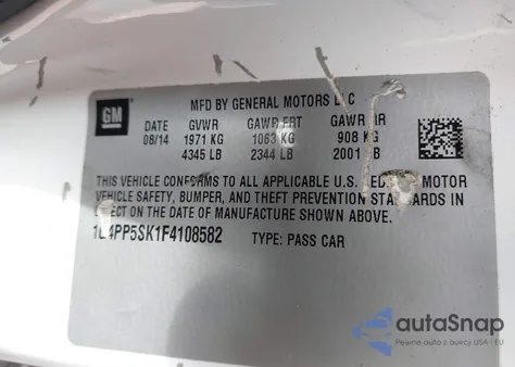 2015 Buick Verano z USA, uszkodzony, nr VIN 1G4PP5SK1F4108582